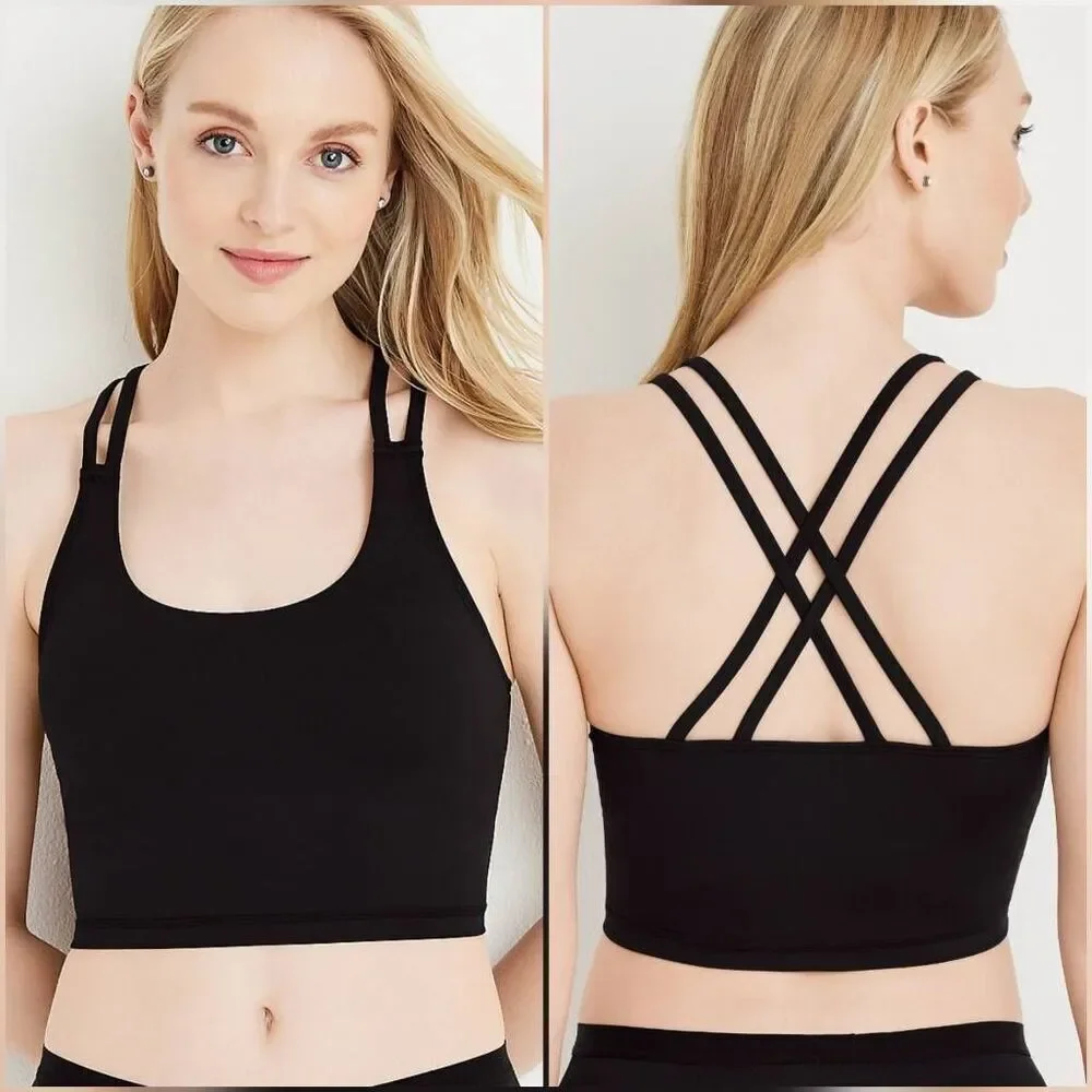 💇‍♀️Maurices Black Strappy Crop Sports Bra Sleeveless Top Size 3X